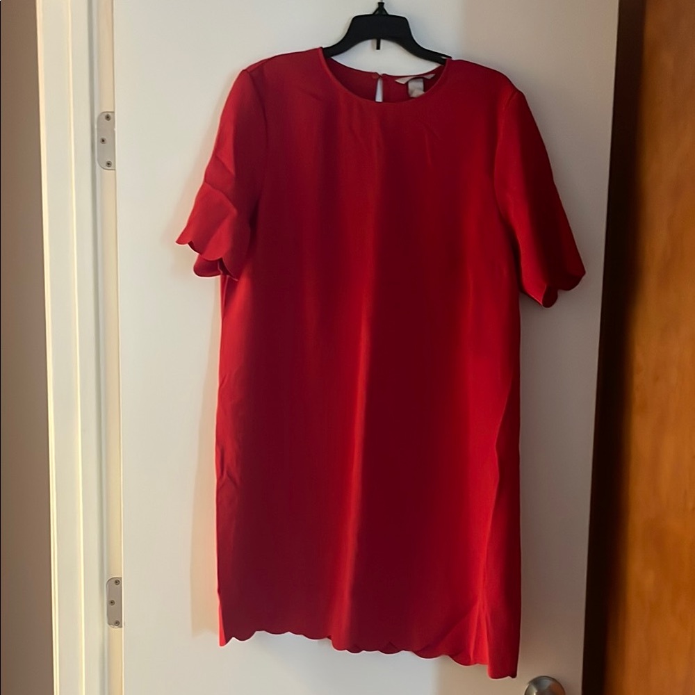H&M Red Flutter Sleeve Sheath Dress